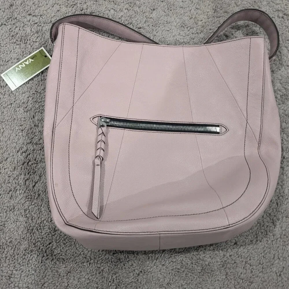 orYANY LEATHER HOBO BAG LIGHT PINK BRAIDED ACCENT‎ SHOULDER PURSE